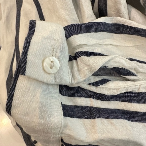 Zara Woman Linen Blend Long Maxi Shirt Dress Vertical  Stripes XL NWOT - Picture 10 of 11